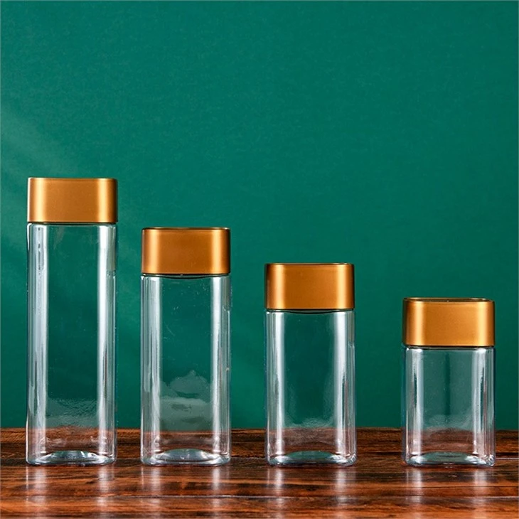 Plastic square jars with lids 500ml made in China     